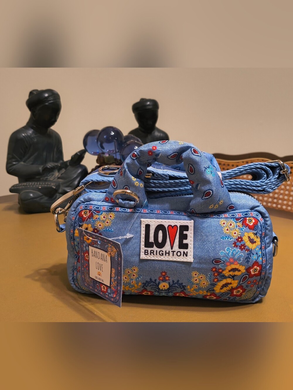 ​Brighton Bandana ❤️ Crossbody Bag - Britney Drumheller Blue Paisley Floral Mini
